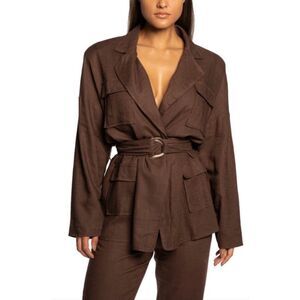 JLUXLABEL Cape Town Belted Cotton & Linen Jacket